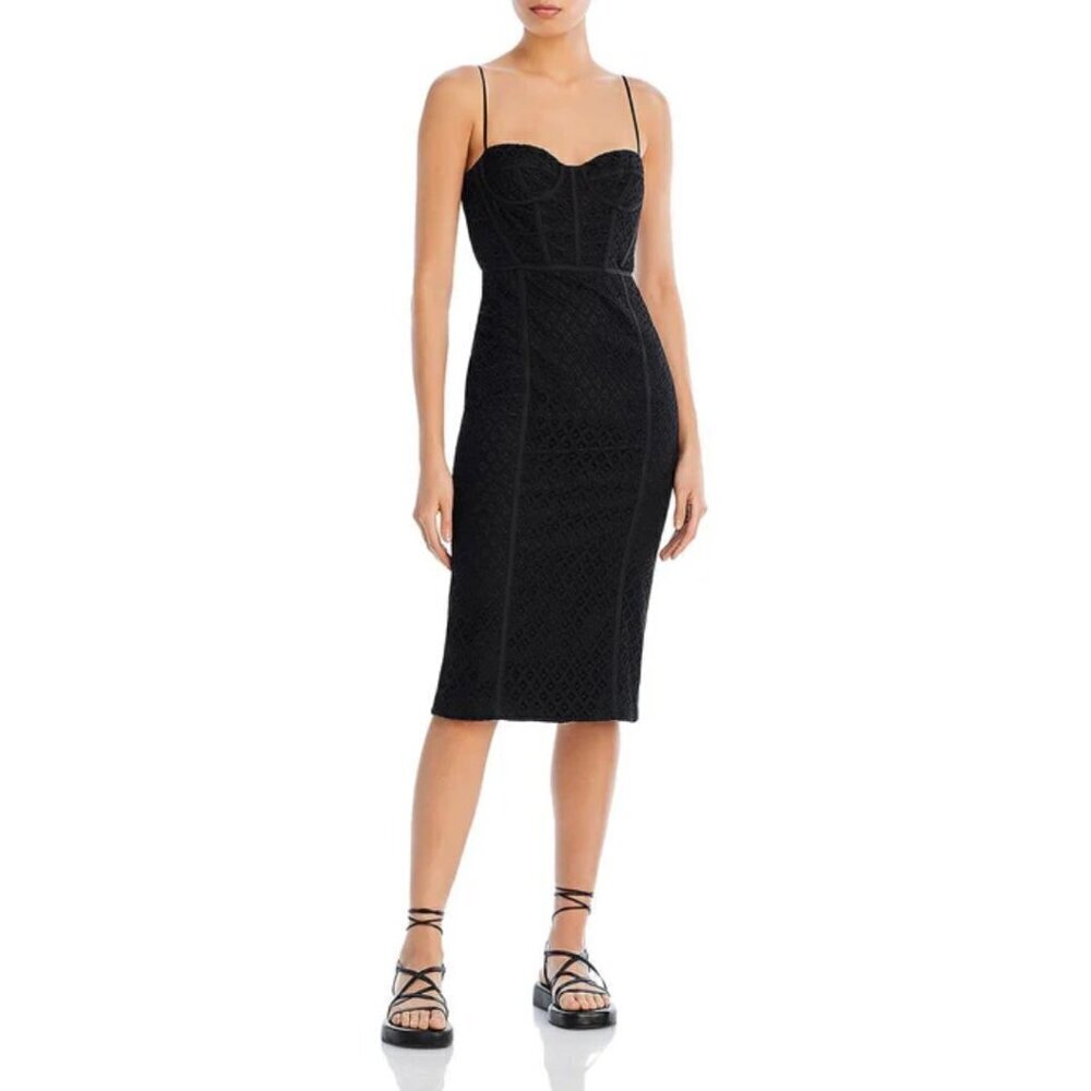 NWT Bardot Charlie Midi Lace Cocktail Dress Black XS 2